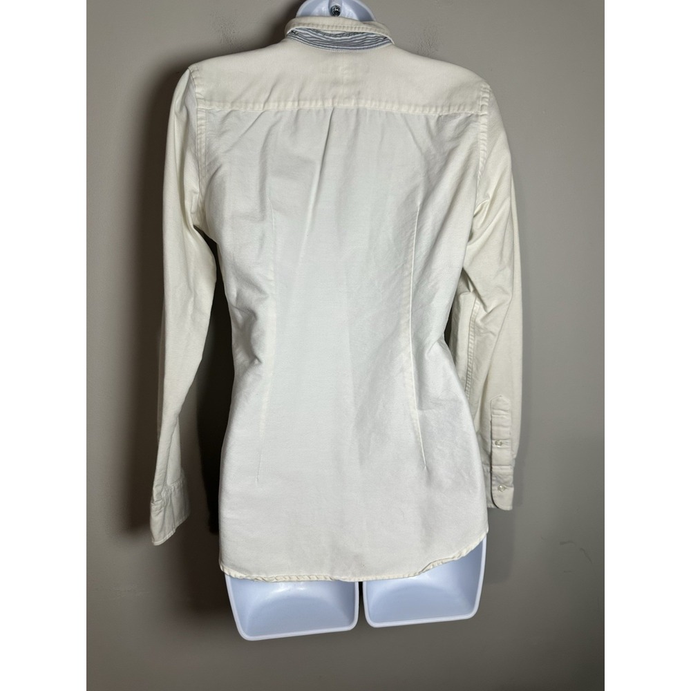 Polo by Ralph Lauren Cream Button-Down Shirt with Navy Logo - Picture 3 of 6